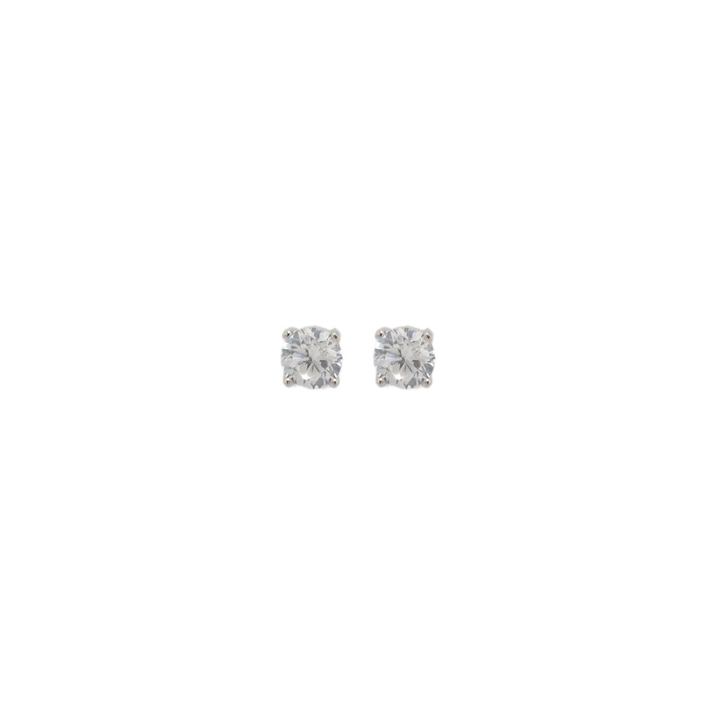 Σκουλαρίκια στικ μονόπετρα με πέτρες ζιργκόν 5mm από επιπλατιναμένο ασήμι 925°