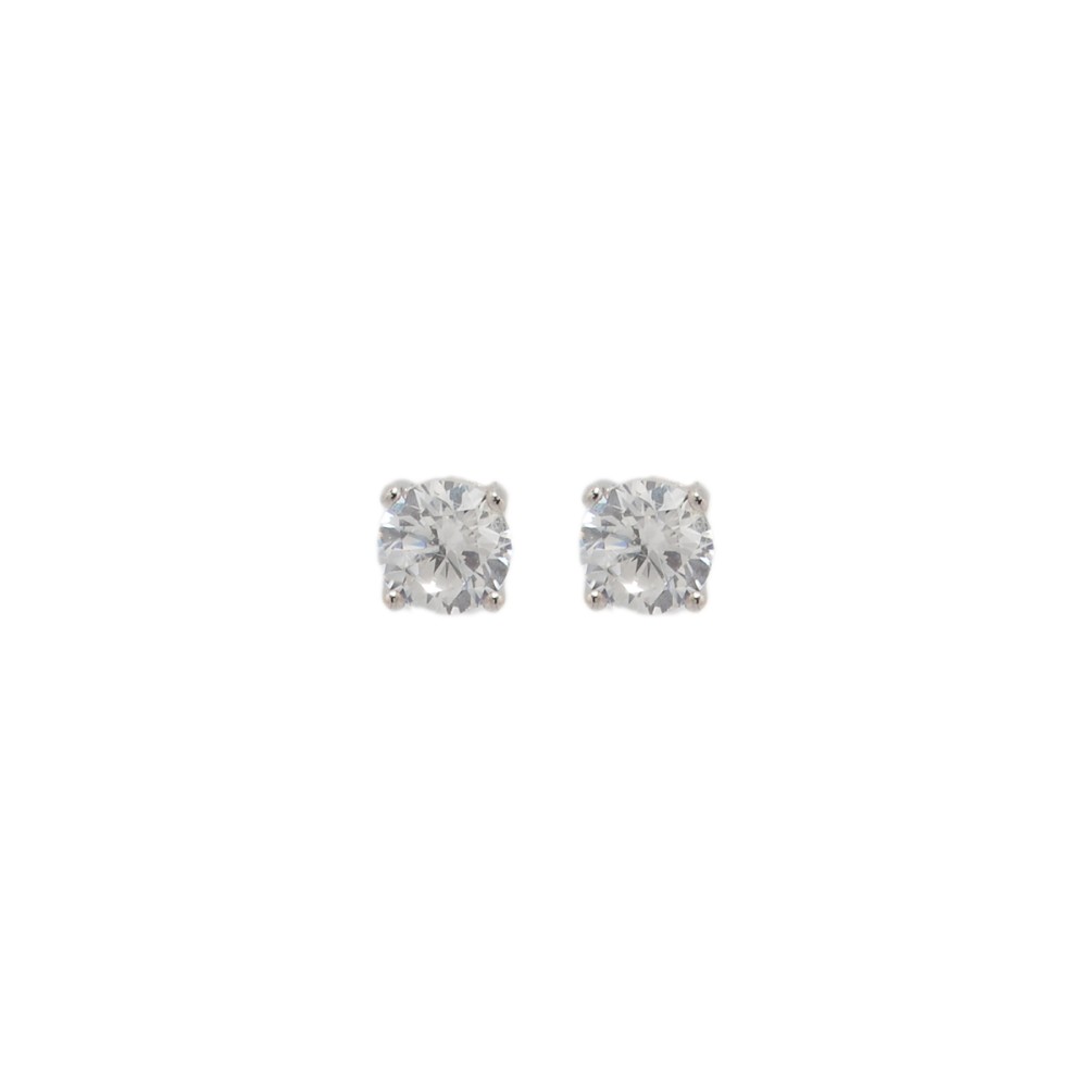 Sterling silver 925°. Solitaire white cubic zirconia 6mm