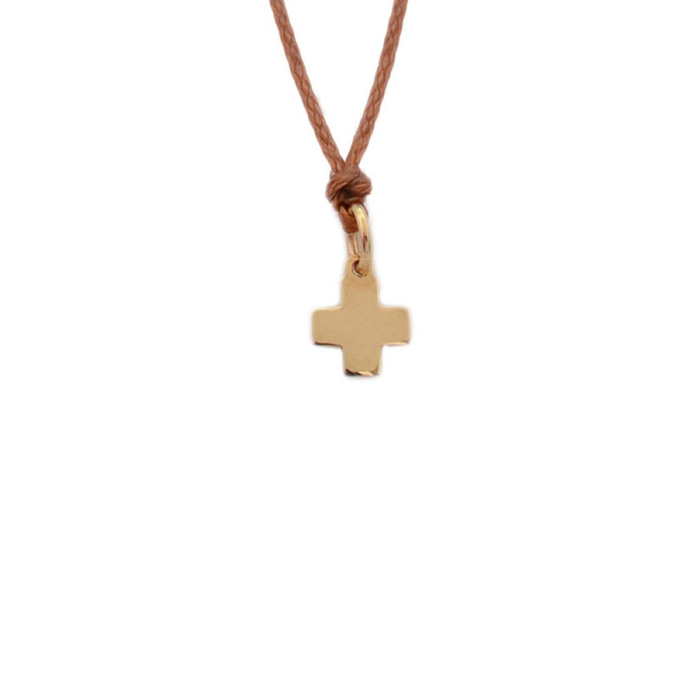 9kt Gold. Small cross on cord