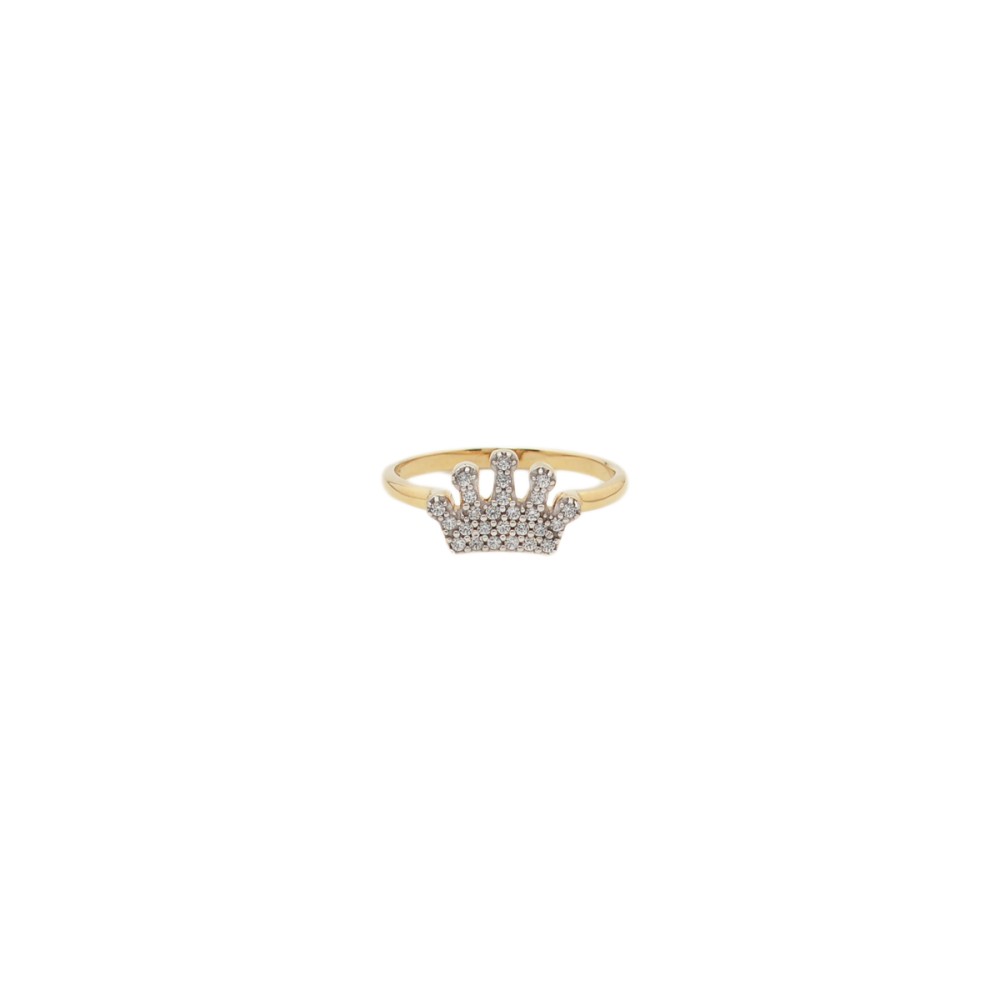Δαχτυλίδι σχέδιο κορώνα με λευκά ζιργκόν από χρυσό 9 καρατίων