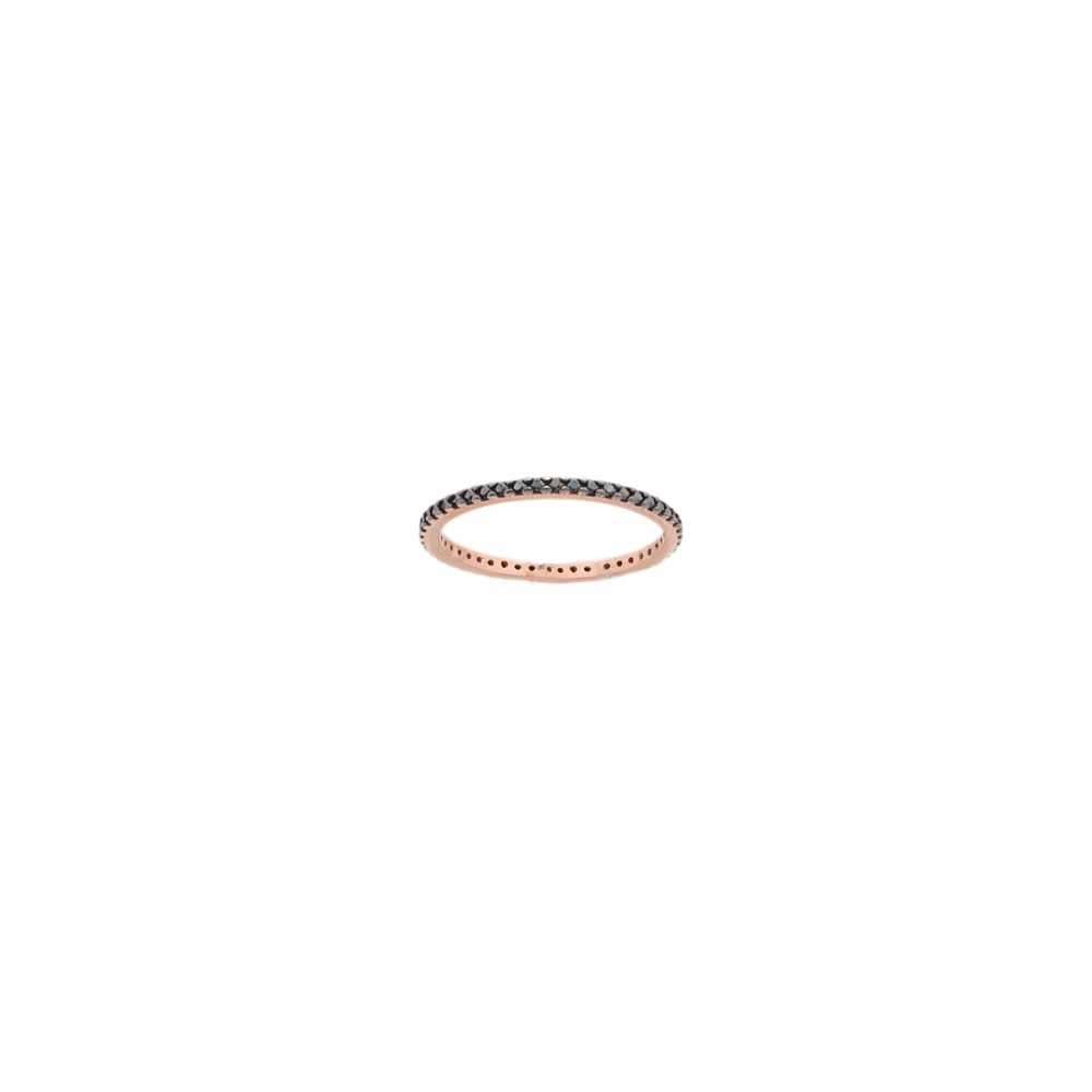 Δαχτυλίδι σχέδιο ολόβερο με μαύρα ζιργκόν από ροζ χρυσό 9 καρατίων