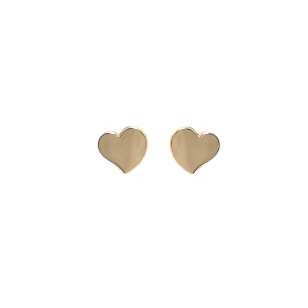9kt Gold. Solid heart studs