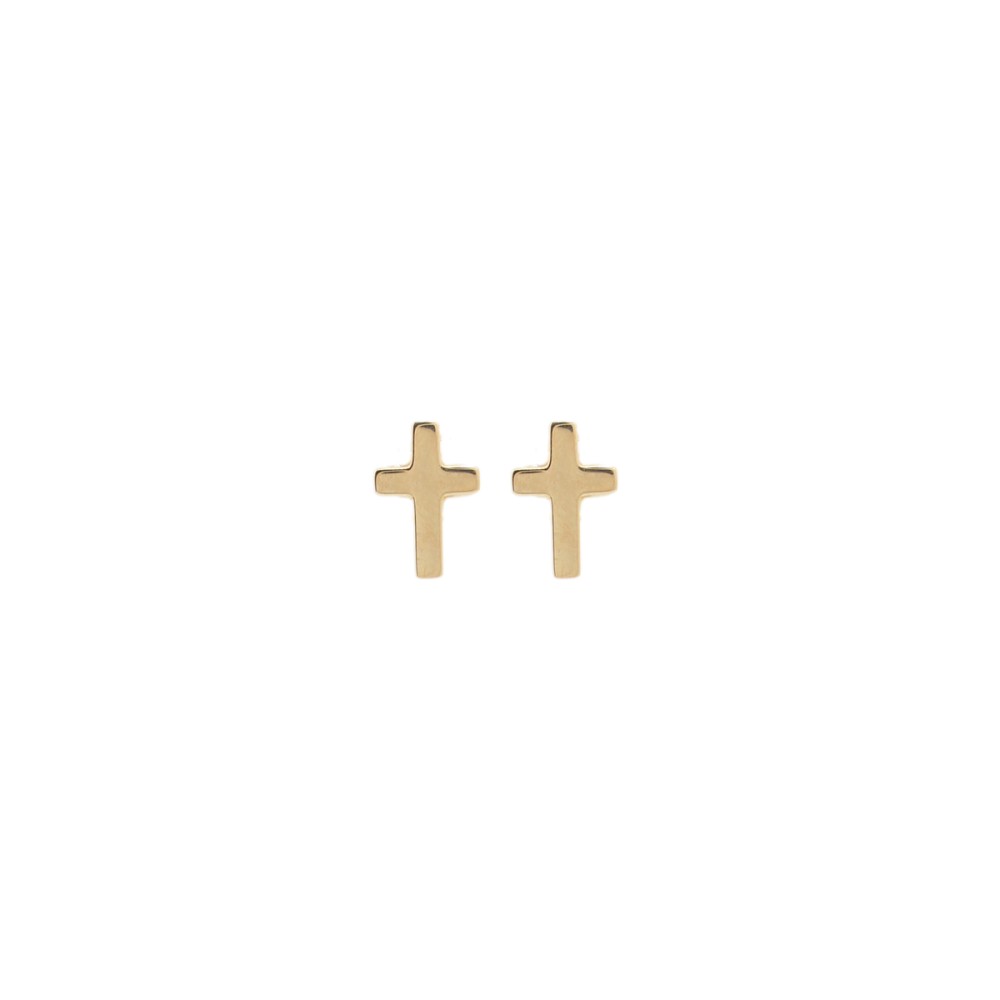 Σκουλαρίκια στίκ σχέδιο σταυρός από χρυσό 9 καρατίων