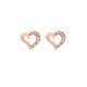 Σκουλαρίκια στίκ σχέδιο καρδιά με πέτρες ζιργκόν από ροζ χρυσό 9 καρατίων