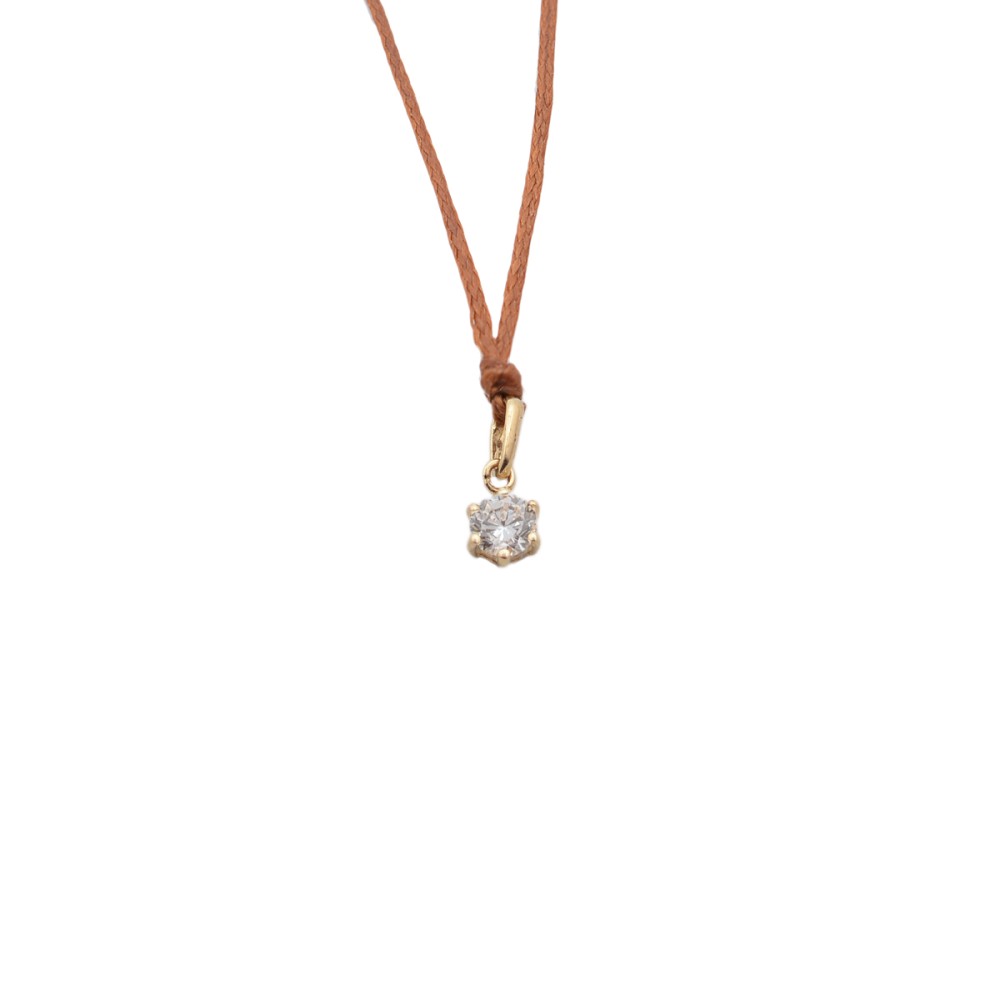 Gold 9ct. Solitaire CZ on cord necklace.