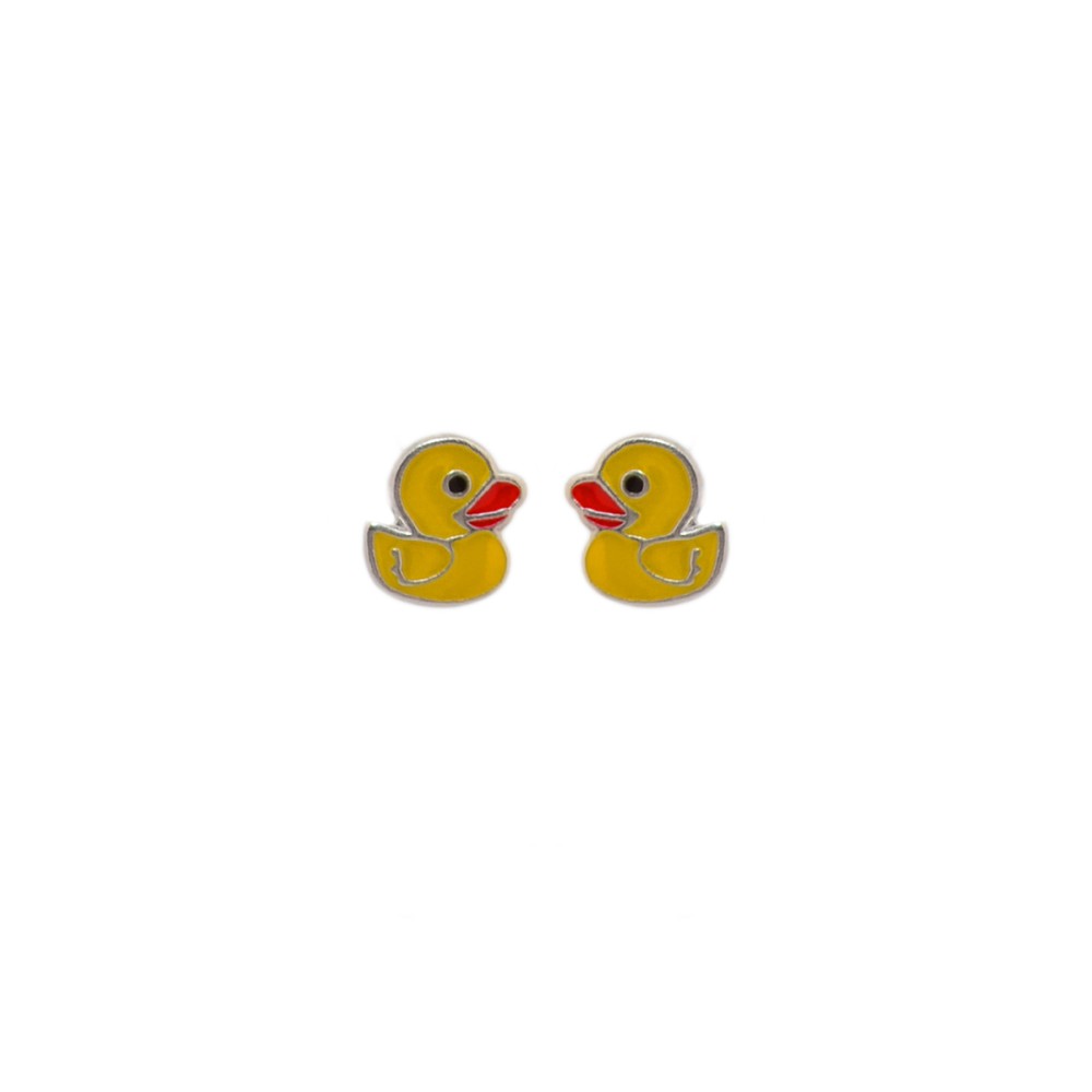 Sterling silver 925°. Yellow duck studs