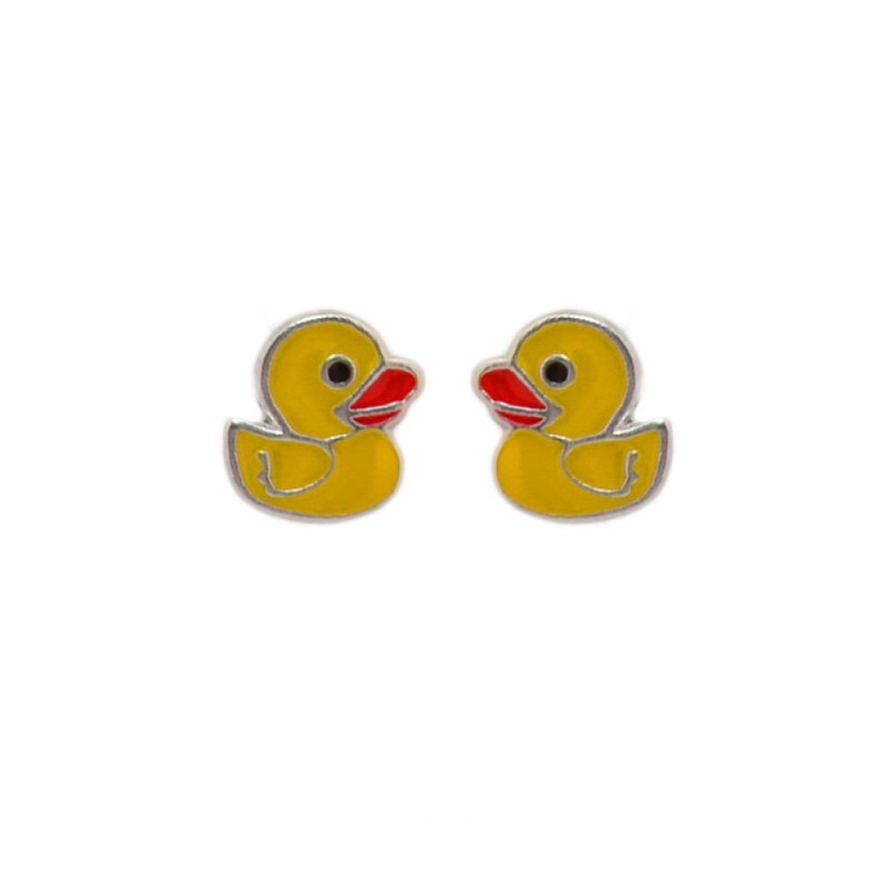 Sterling silver 925°. Yellow duck studs