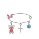 Sterling silver 925°.  Girls safety pin with charms