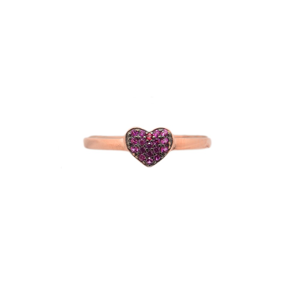 Sterling silver 925°.  Heart in fuchsia CZ on band