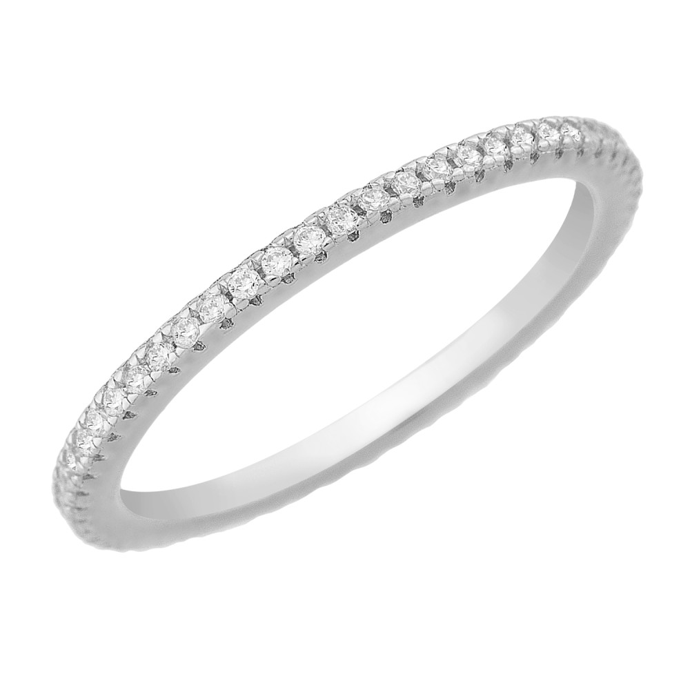 Sterling silver 925°.  Double- row white CZ eternity band