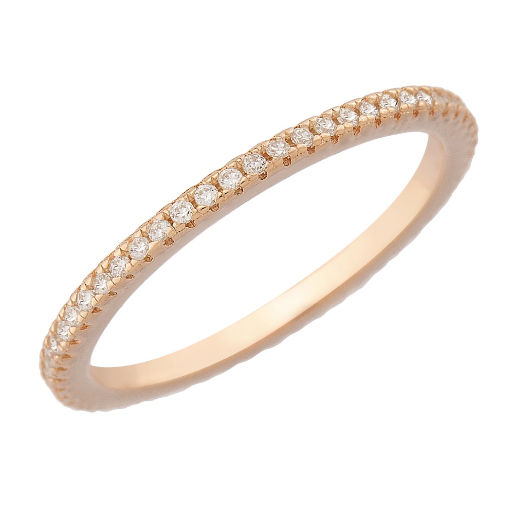Δαχτυλίδι σχέδιο ολόβερο με πέτρες ζιργκόν από ροζ επιχρυσωμένο ασήμι 925°