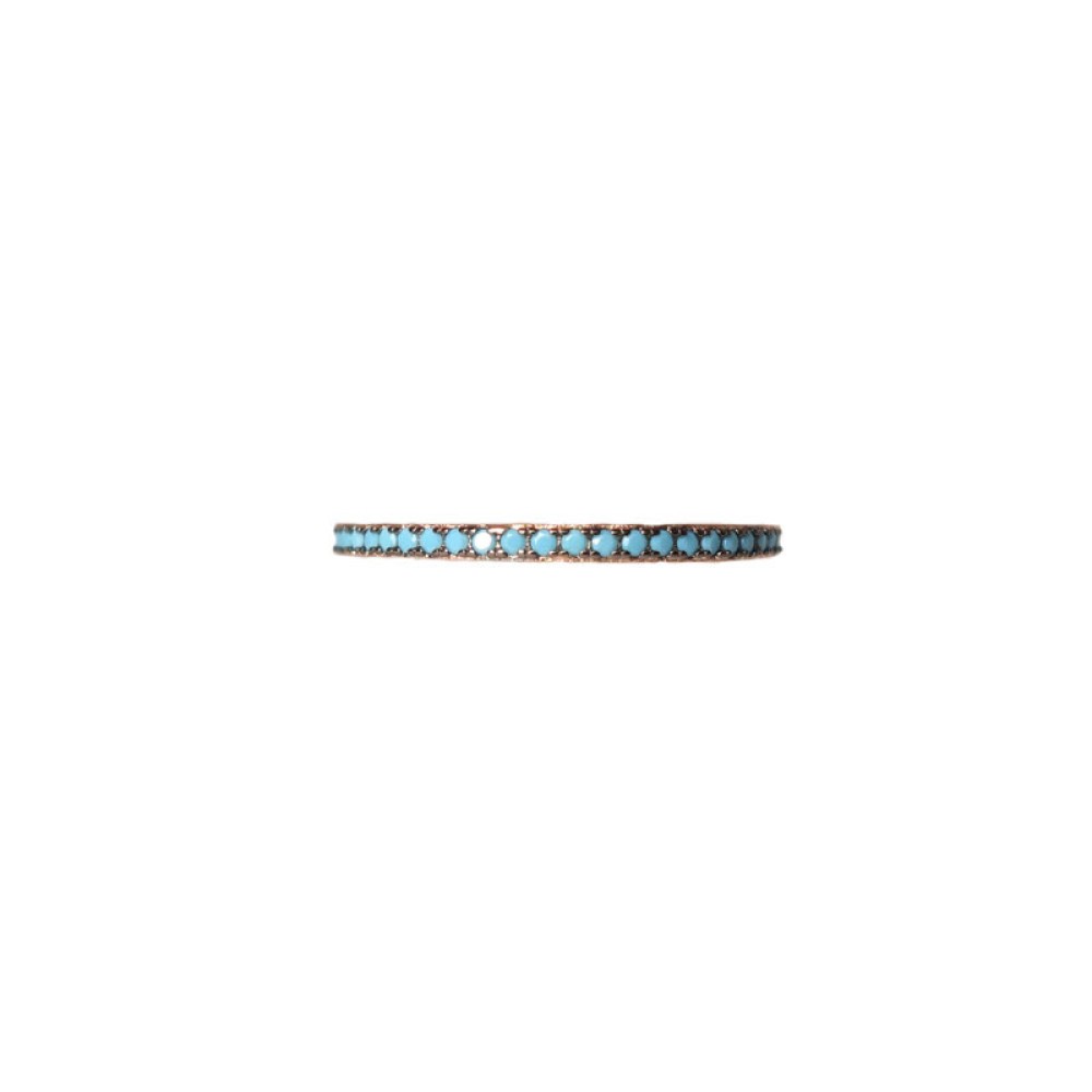 Sterling silver 925°.  Eternity band with turquoise CZ