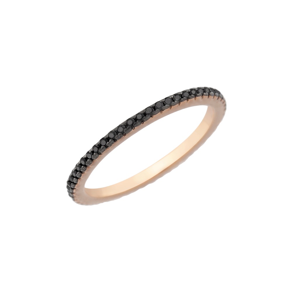 Sterling silver 925°.  Eternity band with black CZ