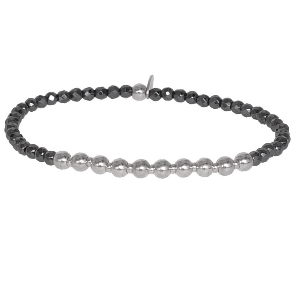 Sterling silver 925°. Easy-fit hematite bracelet
