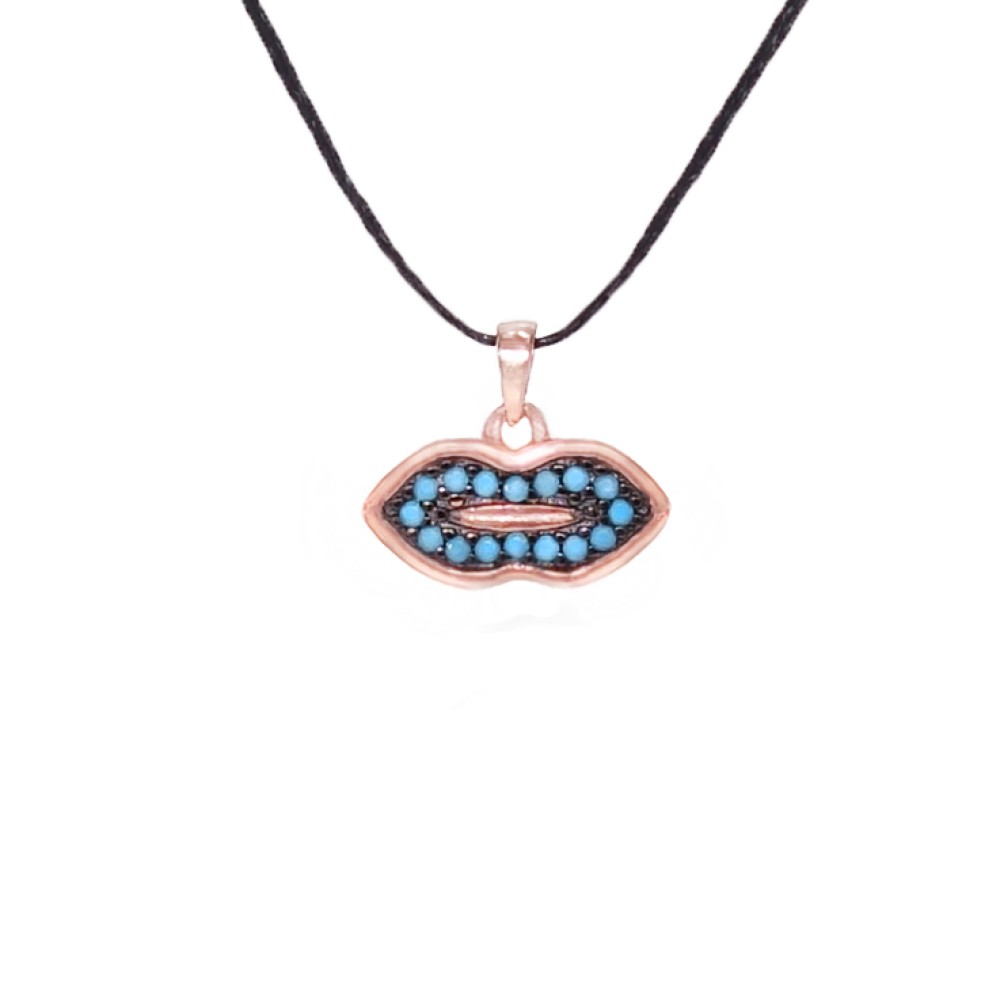 Sterling silver 925°.  Turquoise lips pendant