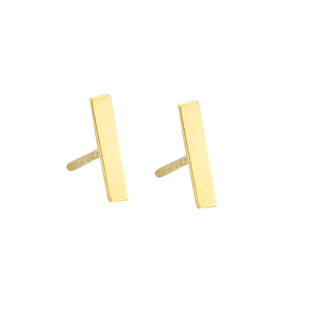 Σκουλαρίκια στικ με σχέδιο μπάρα από χρυσό 9 καρατίων