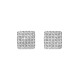 Sterling silver 925°. Square studs with white cubic zirconia