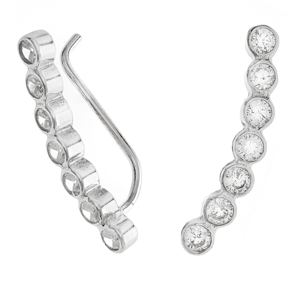 Sterling silver 925°. Curved earcuffs earrings