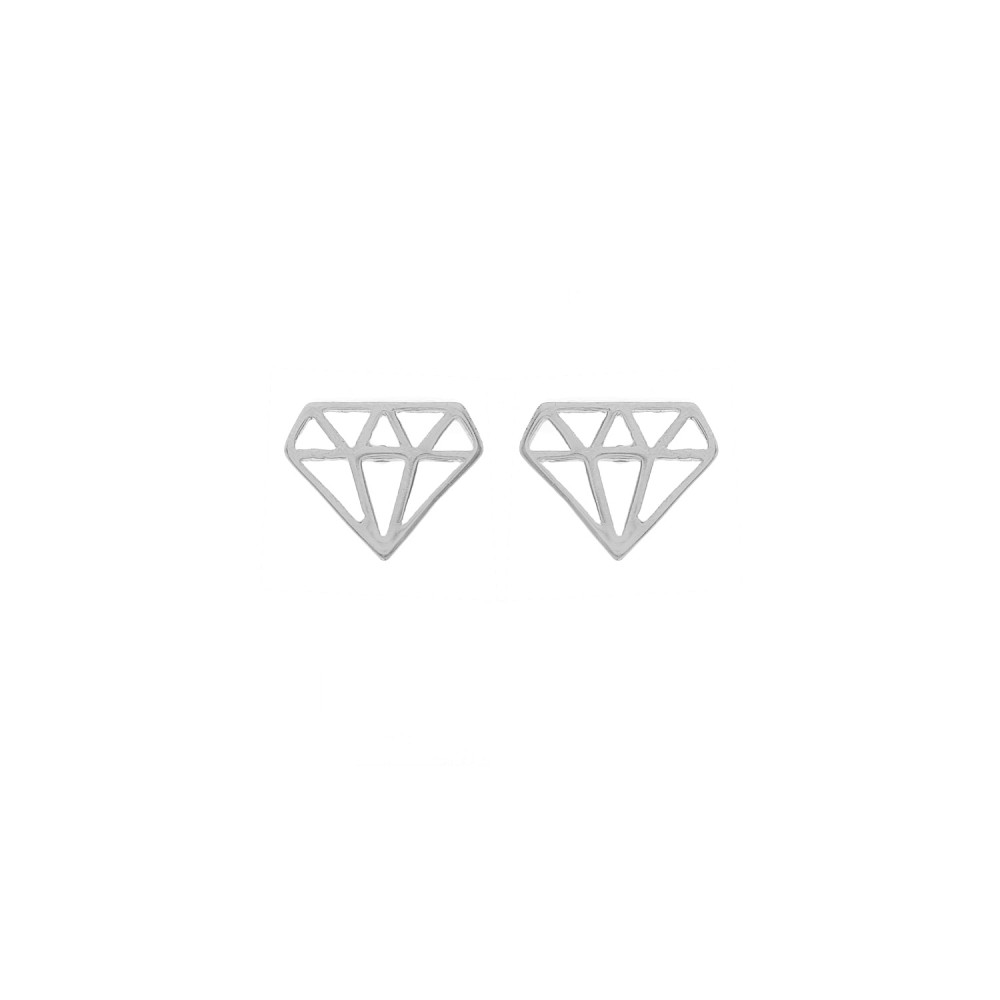 Sterling silver 925°. Diamond-shaped stud earrings