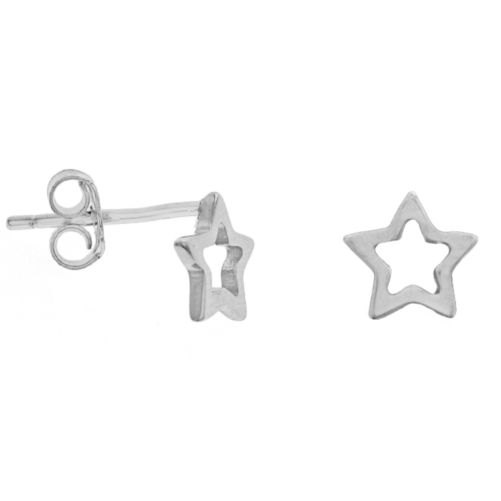 Sterling silver 925°. Open star stud earrings