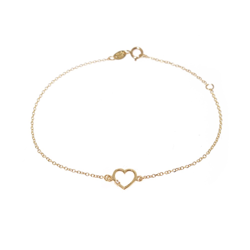 9kt Gold. Open heart 9ct gold bracelet