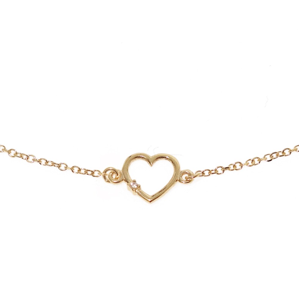 9kt Gold. Open heart 9ct gold bracelet