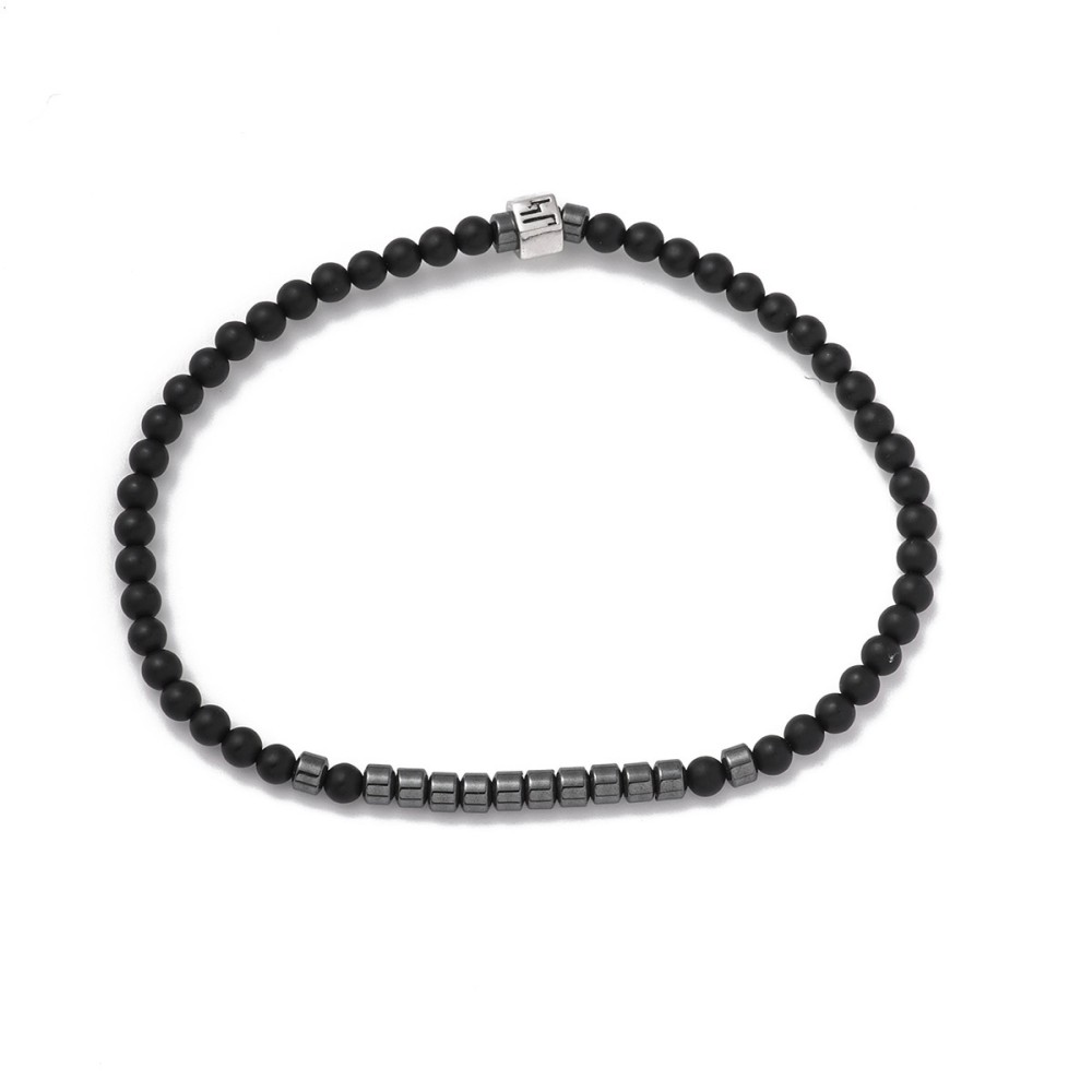 Onyx and hematite bead bracelet