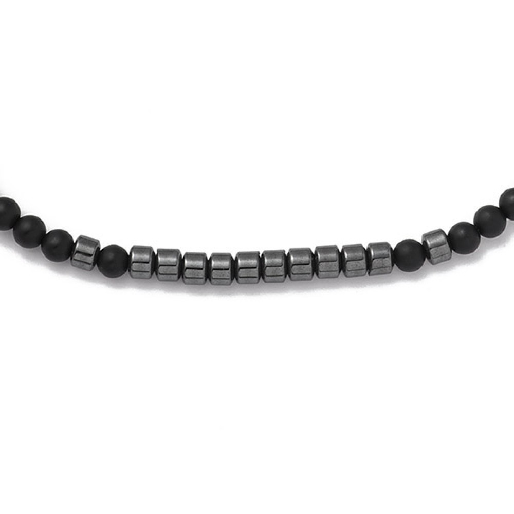 Onyx and hematite bead bracelet