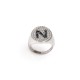 Δαχτυλίδι chevalier σχέδιο μονόγραμμα Ν με πέτρες ζιργκόν από επιπλατινωμένο ασήμι 925°