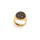 Δαχτυλίδι chevalier σχέδιο μονόγραμμα Ν με πέτρες ζιργκόν από επιχρυσωμένο ασήμι 925°