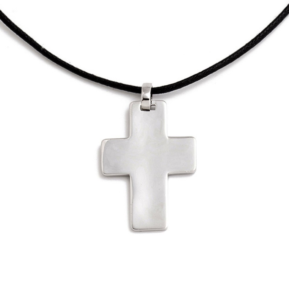 Mens sterling silver cross on cord
