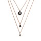 Sterling silver 925°. Triple chain and charms necklace