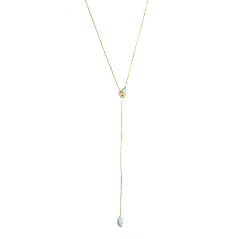 Gold 9ct. Y-necklace with enamel mati.