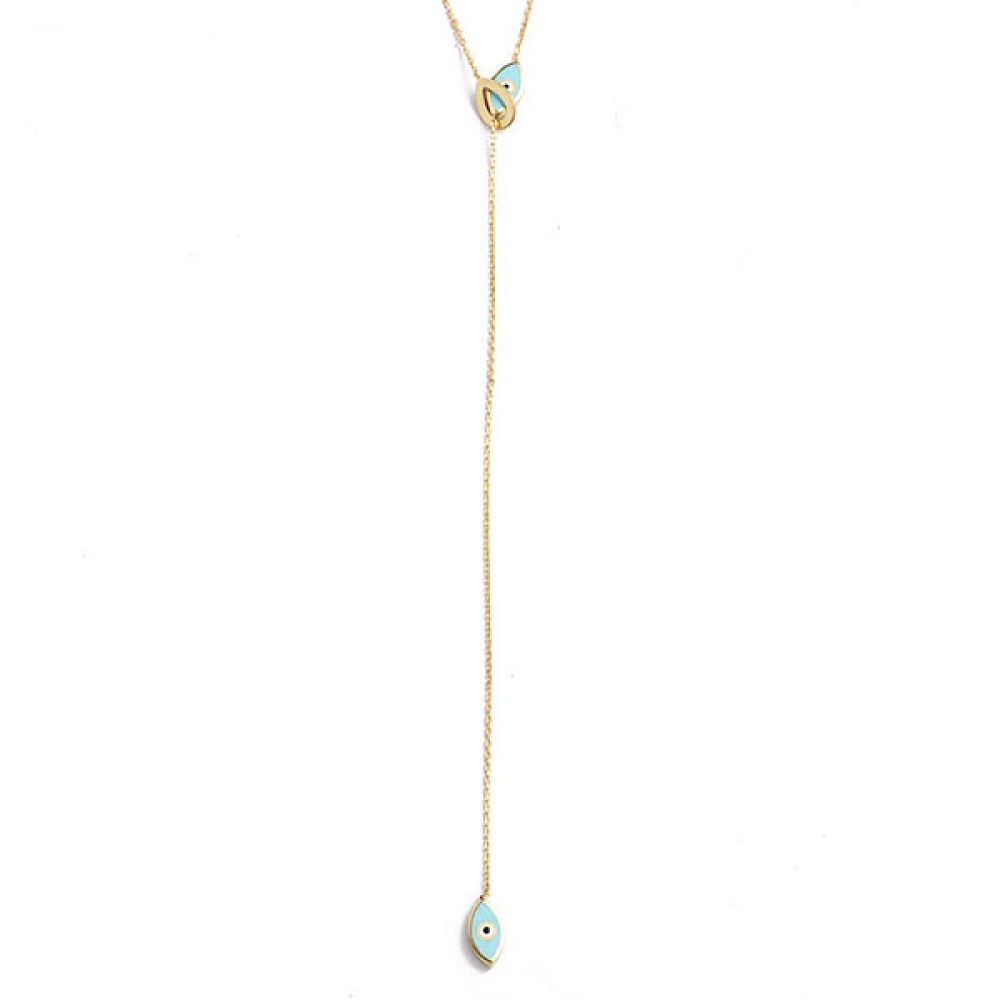 Gold 9ct. Y-necklace with enamel mati.