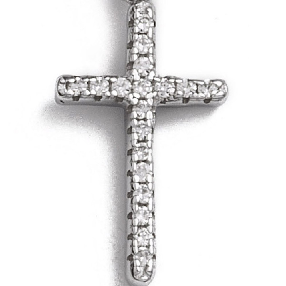 Σταυρος με πέτρες ζιργκόν από επιπλατινωμένο ασήμι 925°