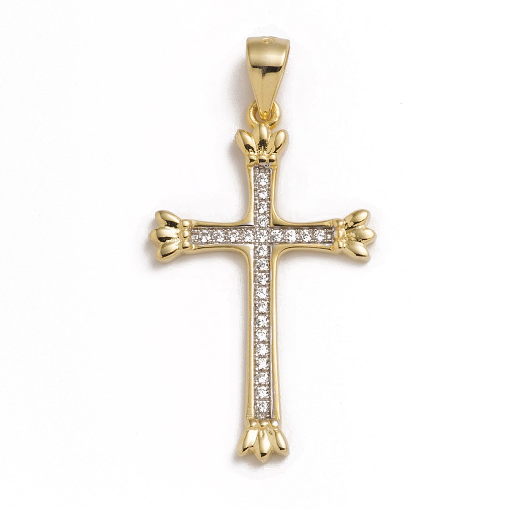 Σταυρος σχέδιο βυζαντινός με πέτρες ζιργκόν από επιχρυσωμένο ασήμι 925°