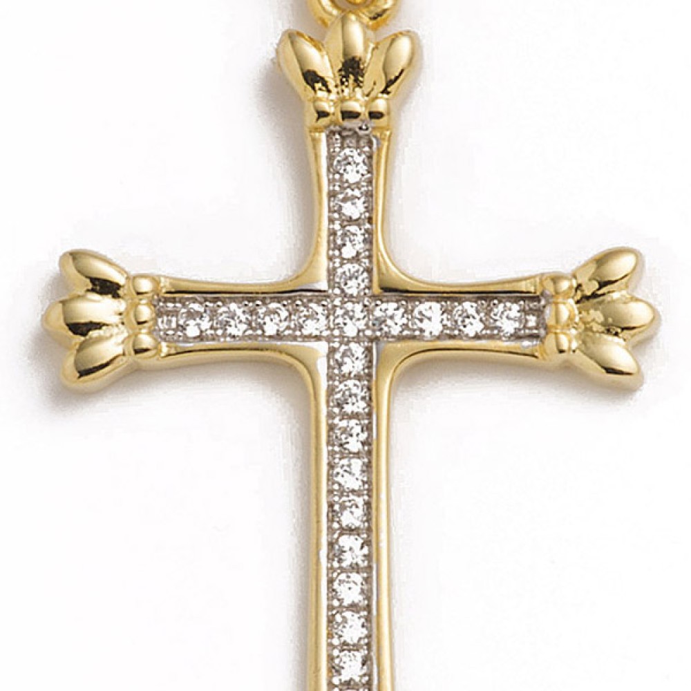 Sterling silver 925°.  Byzantine style cross with CZ