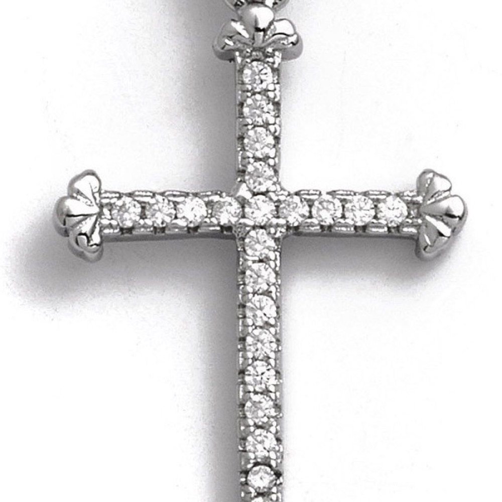 Σταυρος σχέδιο βυζαντινός με πέτρες ζιργκόν από επιπλατινωμένο ασήμι 925°