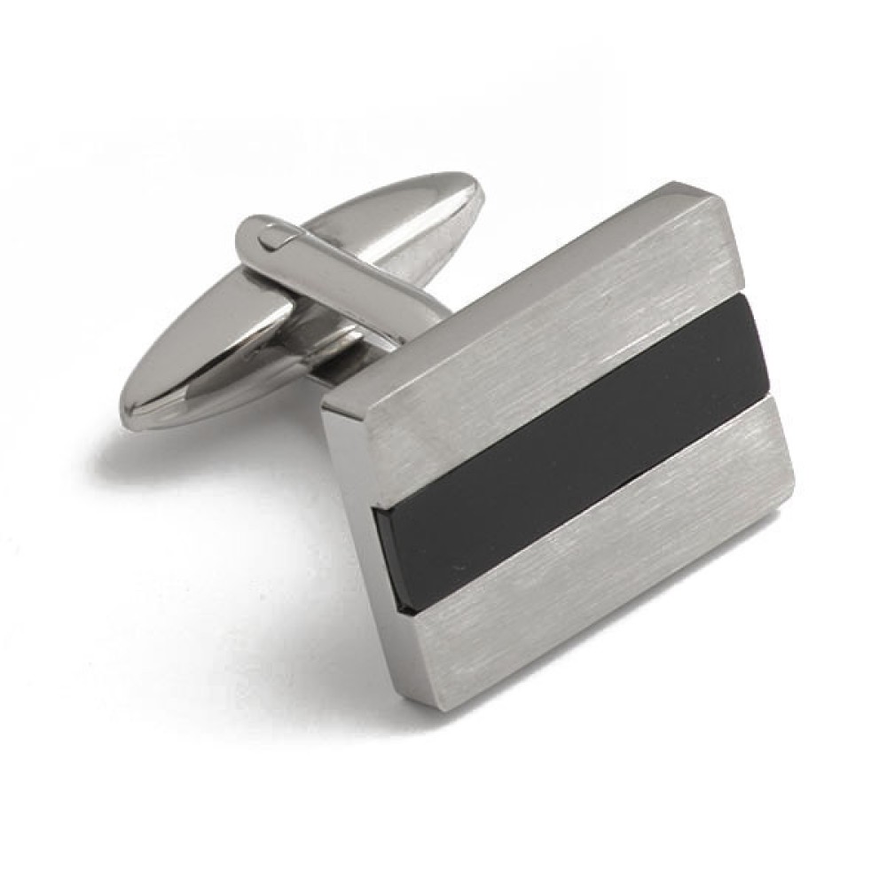 Stainless steel and black cufflinks