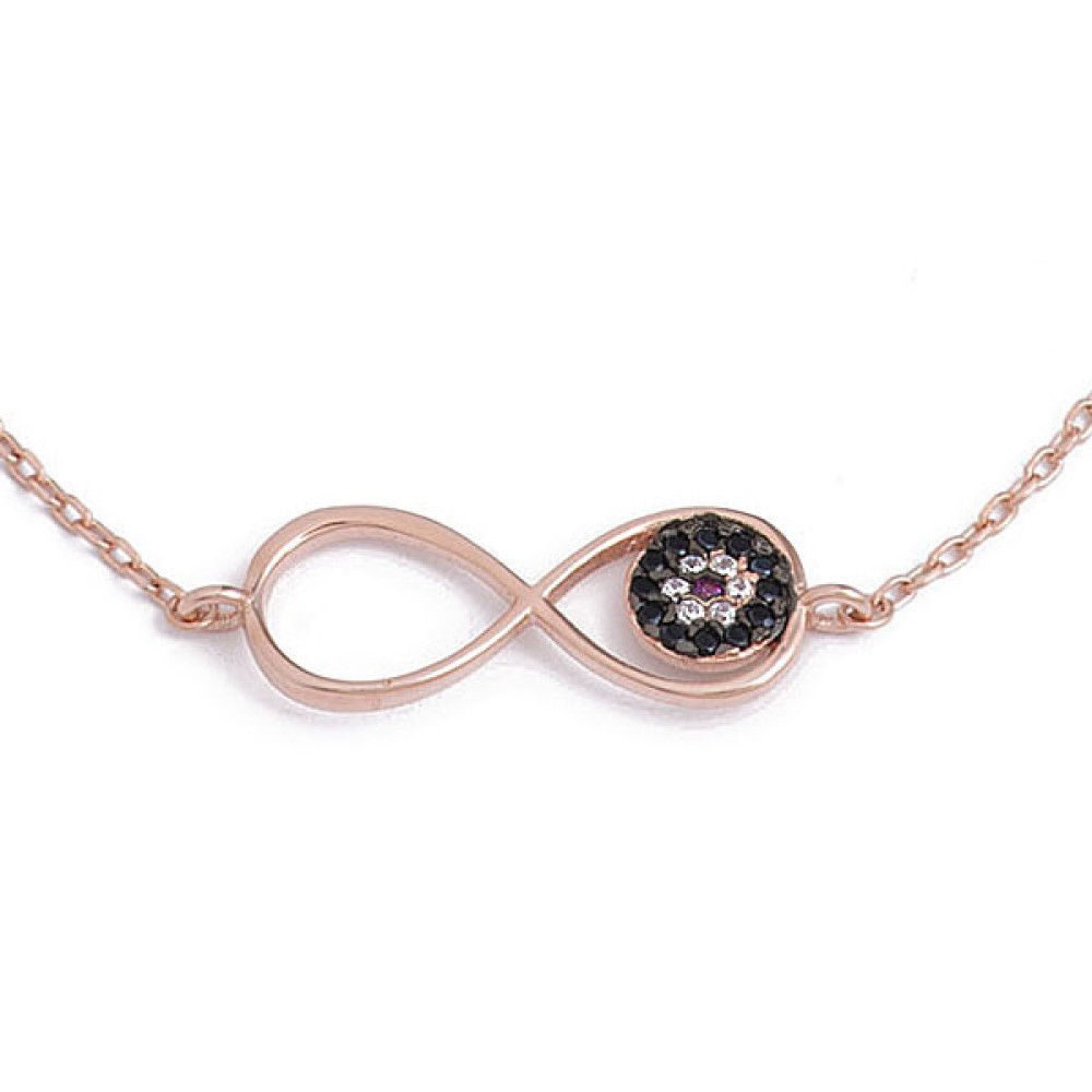 Sterling silver 925°. Infinity tricolour CZ enclosed eye