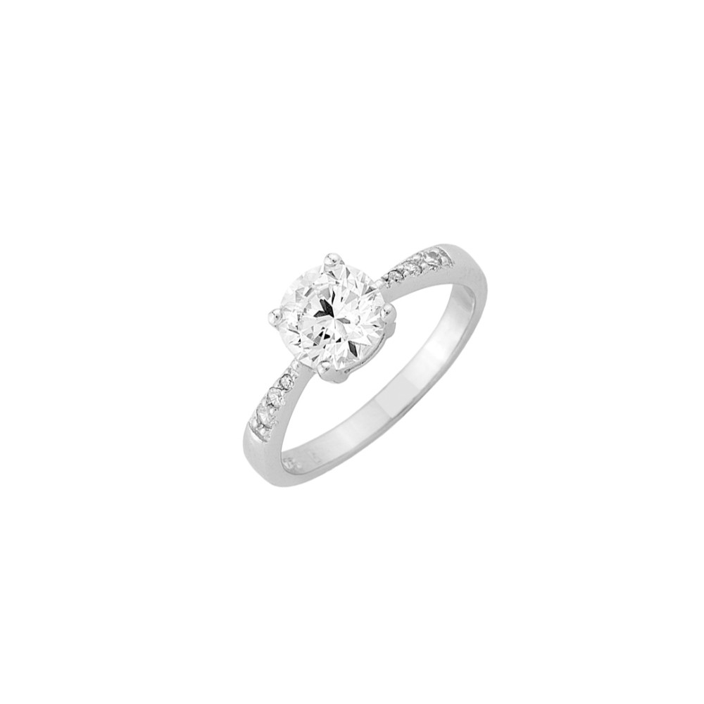 Sterling silver 925°.  Solitaire and band white CZ