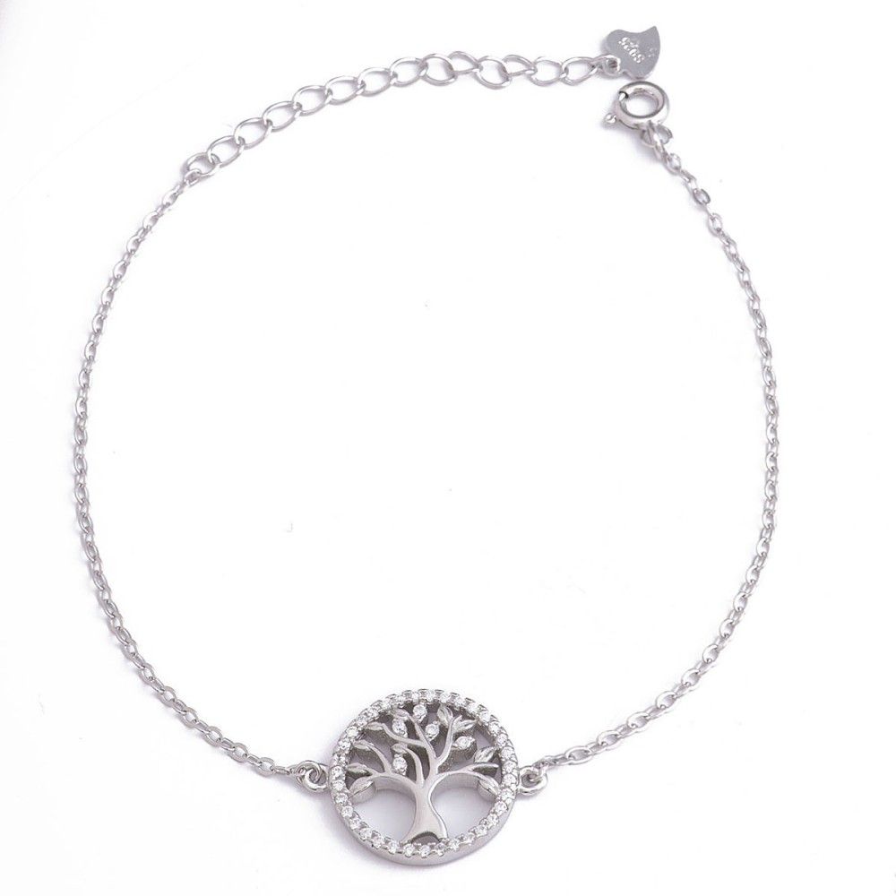 Sterling silver 925°. Tree of Life fine chain bracelet