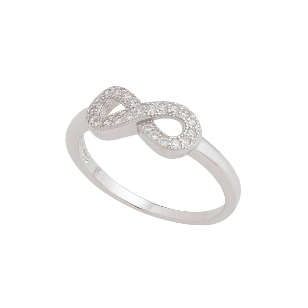 Sterling silver 925°.  Infinity ring with white CZ