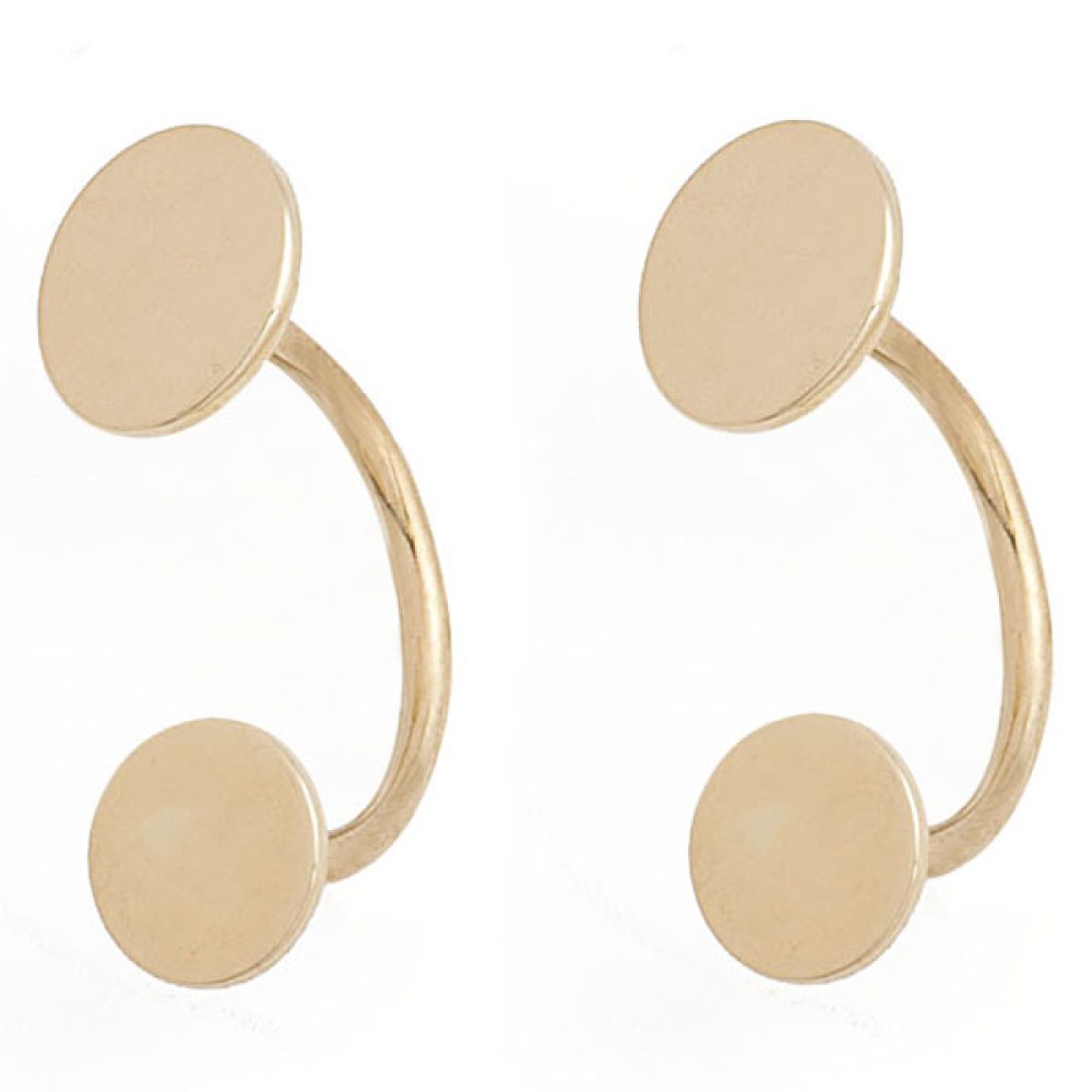 Σκουλαρίκια κρεμαστά διπλό με σχέδιο κύκλους από χρυσό 9 καρατίων
