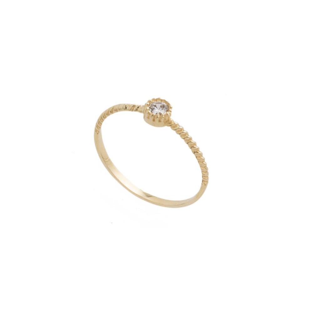 9ct Gold. Solitaire with half twist band