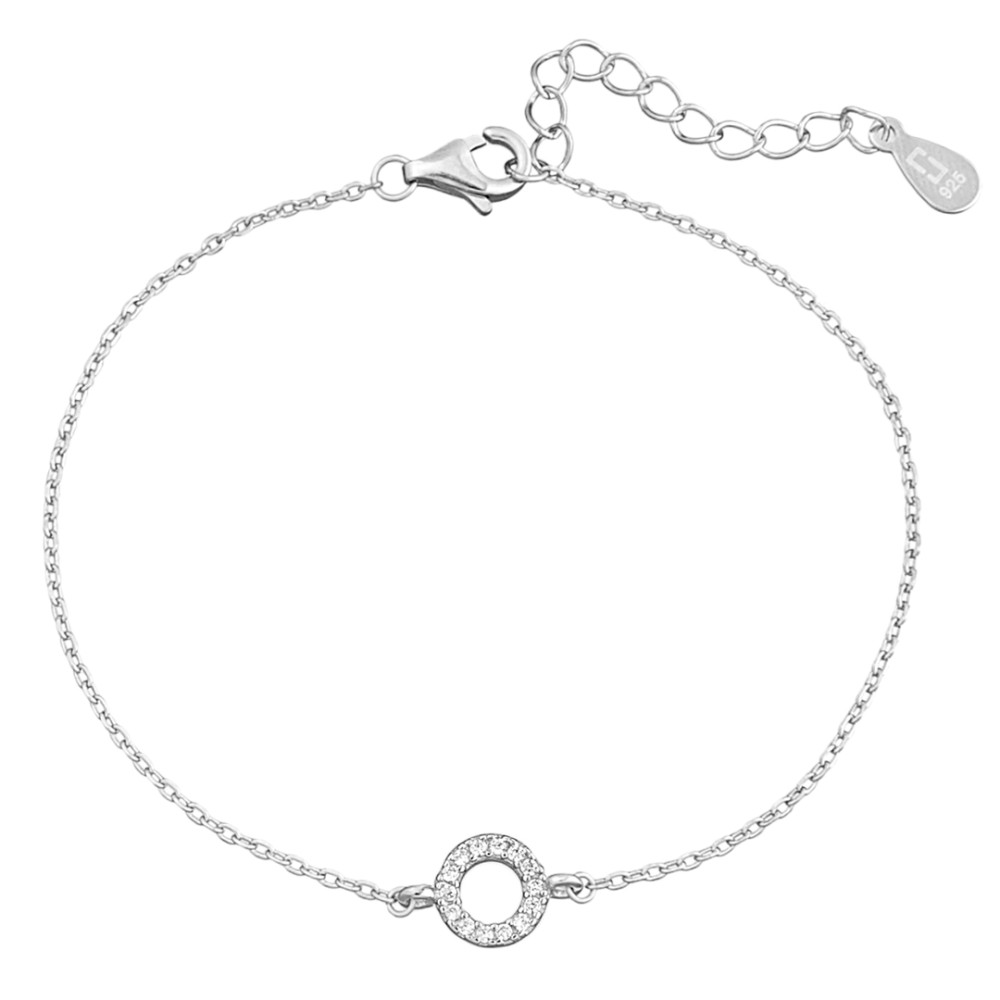 Sterling silver 925°. White CZ circle on delicate chain