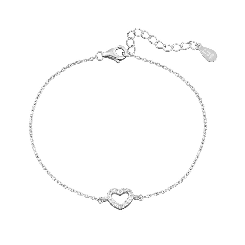 Sterling silver 925°. White CZ heart on delicate chain