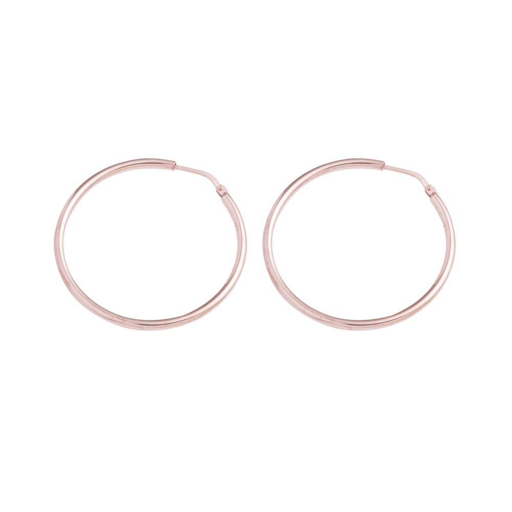 Σκουλαρίκια κρίκοι μεσαίοι στρογγυλοι από ροζ επιχρυσωμένο ασήμι 925°