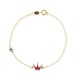 9kt Gold. Fuchsia crown & evil eye bracelet