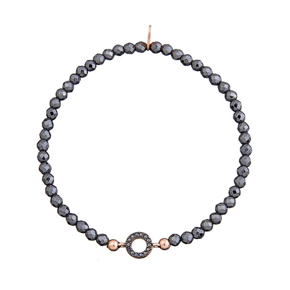 Sterling silver 925°. Hematite easy-fit circle bracelet